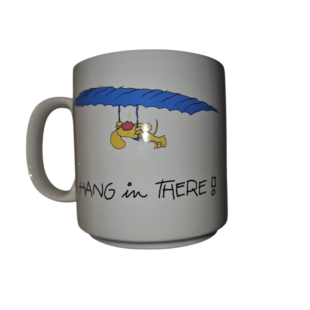 Vintage Russ Berrie Hang In There Coffee Mug Cup Puppy Dog Glider